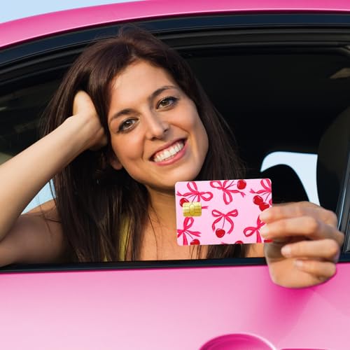 Image of 4 Pcs Credit Card Skin, Debit Card Cover Slim Waterproof No Bubble Pink Cute Bow Heart Debit Cards Skin for Transportation Key Debits Gifts Women (4 Styles)