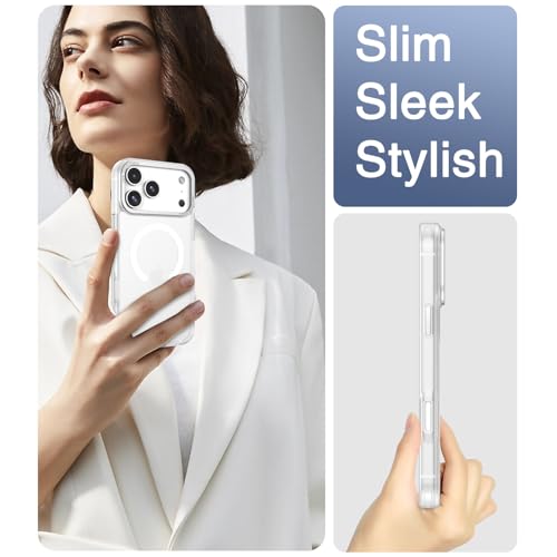 Image of YINLAI for iPhone 17 Pro Max Case 6.9-inch,Magnetic Compatible with MagSafe, Slim Matte Anti-Fingerprint, Shockproof Full Body Military Grade Protection for iPhone 17 Pro Max Cover, Clear