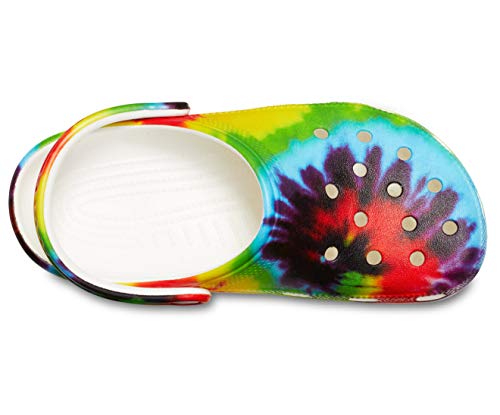Image of Crocs Classic Tie Dye Graphic Unisex Shoes Size 9, Color: White /Multicolored-Multi-Colored