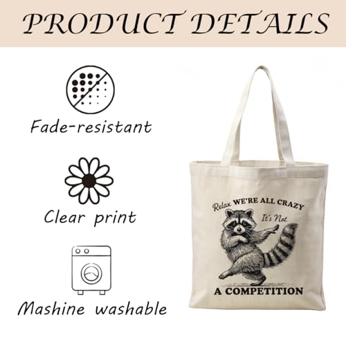 Bolso Tote Lona con Mapache Divertido Tema Animal miniatura 5