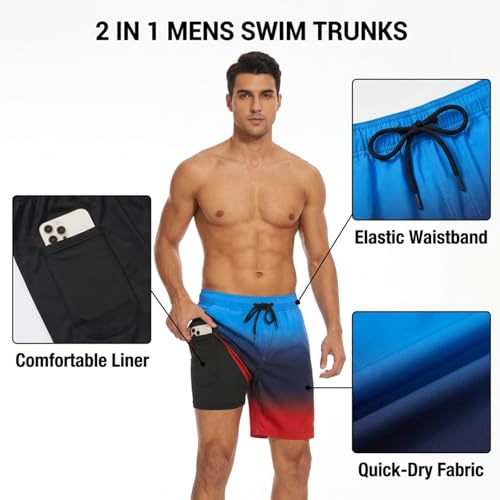 Image of Keevoom Mens Swim Trunks Compression Liner Swimming Shorts Swimwear Quick Dry Swimsuit Bathing Suits Board Shorts