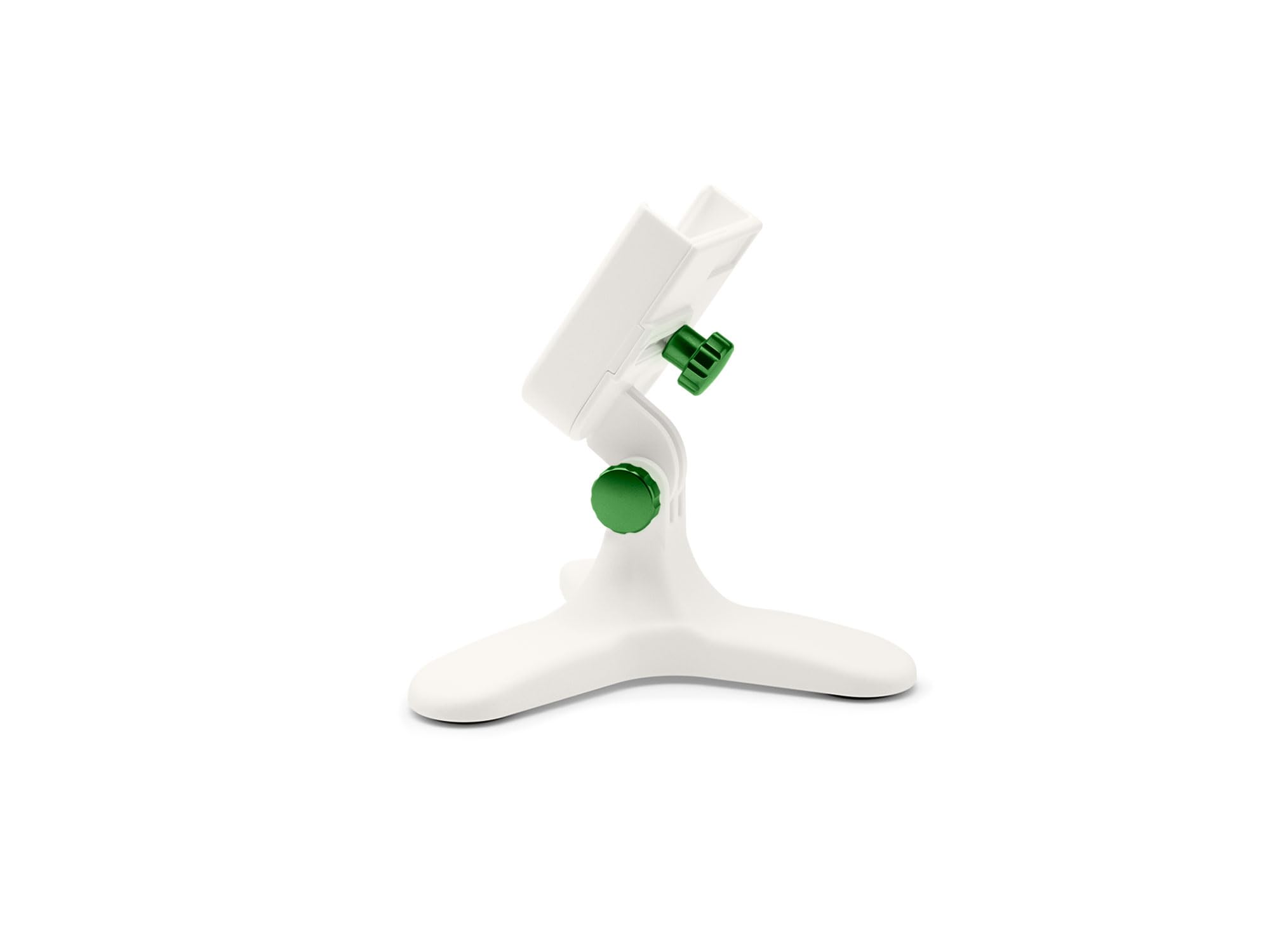 WeatherTech DeskFone in White - Adjustable, Universal Cell Phone Holder Mount Stand for Desk, Counter, Table - Tripod Design for iPhone &amp; Smartphone Charging - Forest Green Metal Knobs