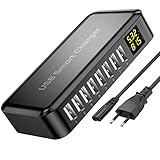 Cargador USB,slitinto Estación de Carga USB de 8 Prot, Cargador USB Multiple con Pantalla LCD, Cargador Movil con iPhone 14/13/12/11, Galaxy S23/S22/S21, iPad, Auriculares, Tablet-Negro