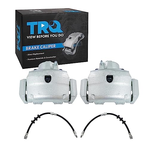 Image of TRQ Front Brake Caliper Set Brake Hose Compatible with 2001-2007 Ford Escape 2001-2006 Mazda Tribute 2005-2007 Mercury Mariner