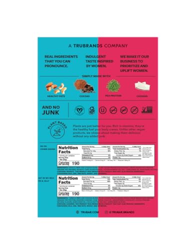 TRUBAR Vegan Protein Bar, Cookie Dough/PB&J Pack, Gluten Free, Plant Based, High Fiber, Dairy Free, Low Fat, Non GMO, 12G Lean Protein, 23-24G Carb,16 CT