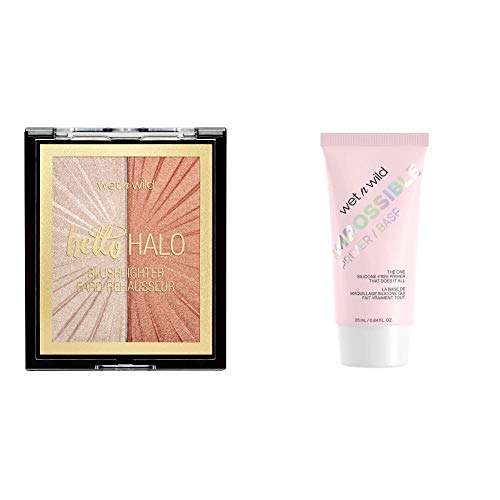 wet n wild Mega Glo Blushlighter Blush and Highlighter Duo, Highlight Bling + Wet n Wild Prime Focus Impossible Primer Hydrating Matte Finish, Clear, 0.84 Fl Oz
