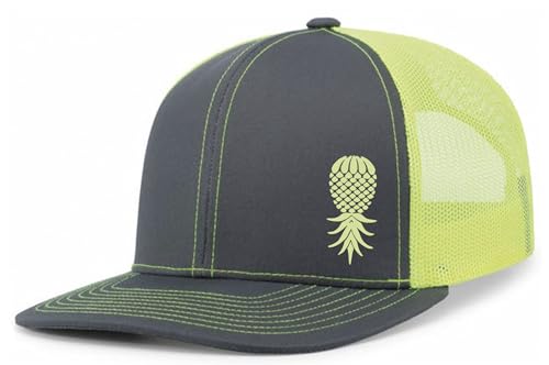 Image of Trenz Shirt Company Men's Upside Down Pineapple Embroidered Mesh Back Trucker Hat Baseball Cap