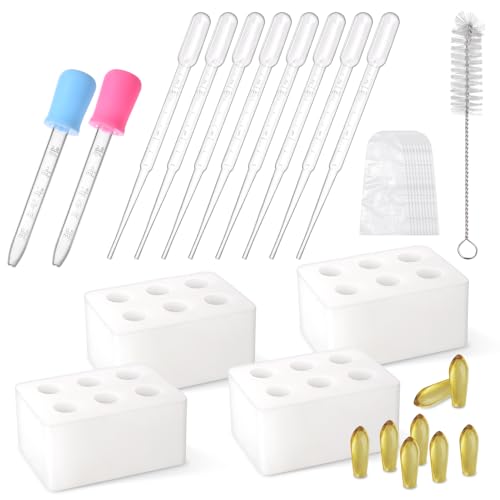 NFFTYUUT Reusable Silicone Suppository Molds Kit 2ML | Includes 4 Suppository Mold Trays and 10 Droppers Ideal for DIY Suppositories Making for Applicators Durable Suppositories Mold for Women Men