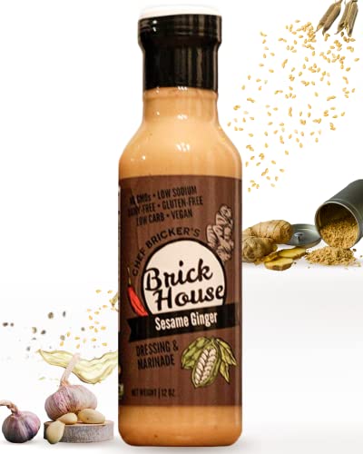 SESAME GINGER SALAD DRESSING. Vegan salad dressing with Sesame Oil & Organic Coconut Aminos. Keto, Paleo, Low Sodium, Low Carb, Low Sugar, Gluten Free, Dairy Free by Brick House Vinaigrettes (12 oz)