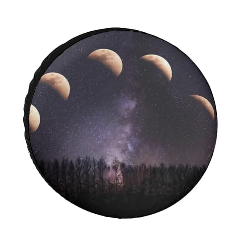 Moon Phases Night Star Spare Tire Cover Oxford Waterproof Wheel Protectors Universal Car Accessories 24inch