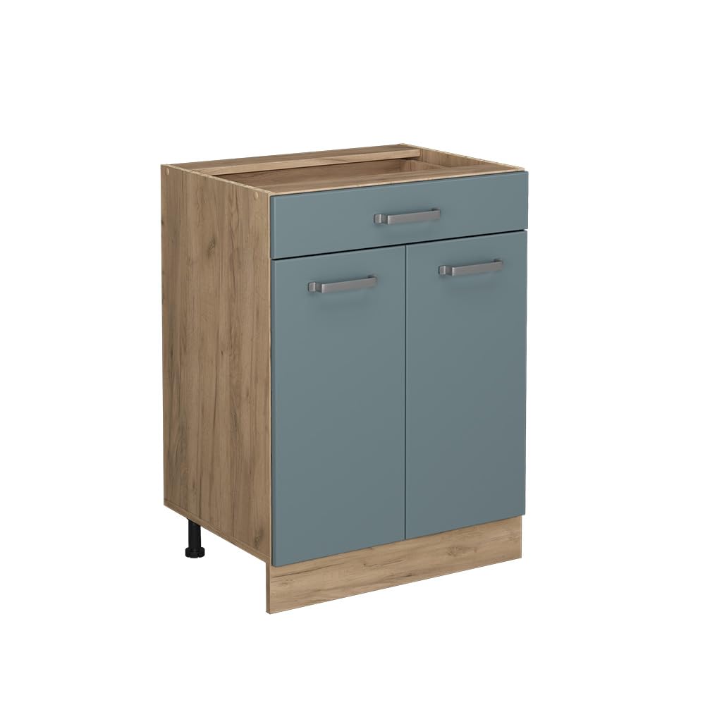 Vicco Kitchen base cabinet Raul, Blue-Grey, 60 cm with drawer, without worktop, for flexible combination within modular kitchen systems