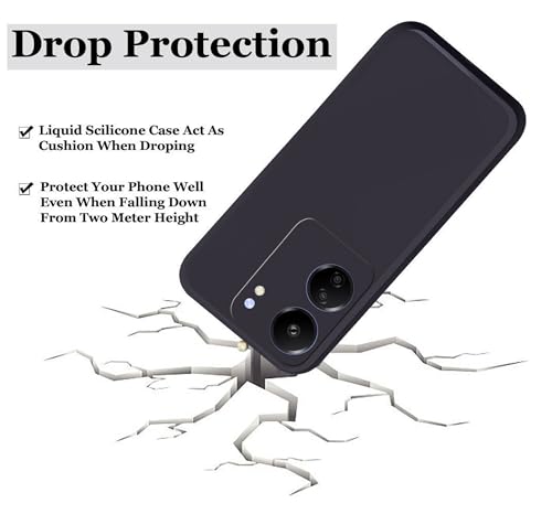 Image of A rtistque Liquid Silicone Back Cover Case for Poco C65 / Mi Redmi 13C 4G Shockproof TPU Soft Flexible with Camera Protection - Black