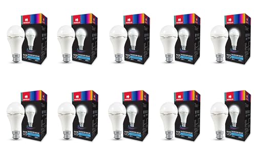 Image of HAVELLS 8.5w LED Emergency Bulb | Shatter Resistant |Cool Day White (6500K) | B22 LED Bulb Base | Inverter Bulb for home,4 Hours battery back up| Li-ion Battery | Over charging Protection (PACK OF 10)