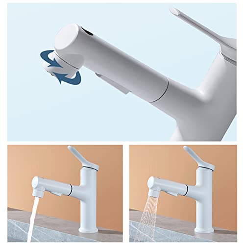 Robinet d'évier extractible blanc en cuivre fin double mode - 7