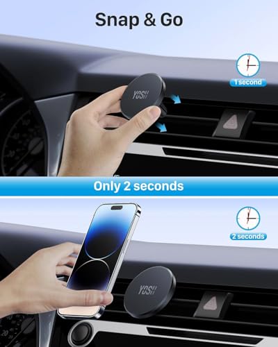 YOSH Soporte Móvil Coche para MagSafe, Soporte Magnetico Móvil para Rejilla del Aire para iPhone 16/15/14/13/12 Series & Funda mag-Safe, sin Placas Metálicas Extra - imagen 4
