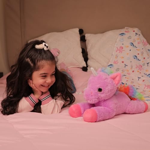 Image of Mirada Floppy Unicorn Soft Toy Purple | Magical Unicorn Plush Gift for Girls & Kids | Cute Animal Soft Toys for Kids, Stuffed Animals, Cuddle Toy, Baby Gift, Plush Toy for Girls & Boys | 45cm