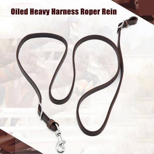 Zügel Pferd Geöltes schweres Pferdegeschirr Roper Zügel aus Geschirrleder rostfreiem Stahl(Brown)