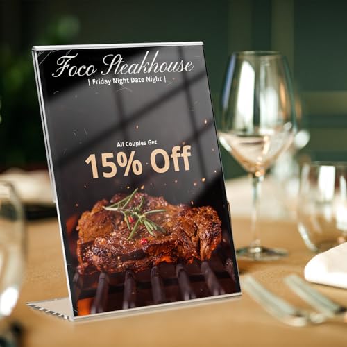 Samamoca 3 Stück A4 Tischaufsteller, Glasklarer L-Ständer Hochformat Acryl A4 Werbeaufsteller,Acryl Schilderhalter für Fotos,Cafés,Restaurants,Ausstellungen,Büros,Transparenter L Form Ständer