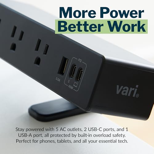 Vari Power Rail Vari Power Hub 4th Gen - Desk Mount Charging Station with 5 AC Outlets ...