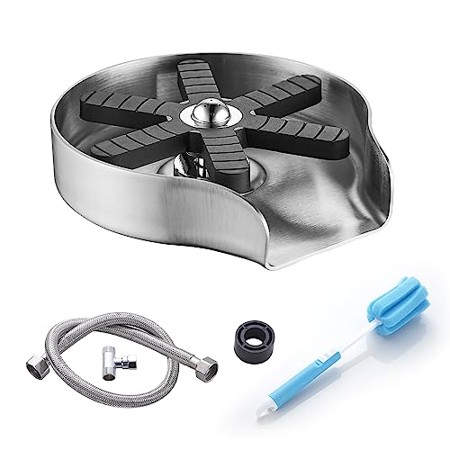 Image of FVITA Glass Rinser Stainless Steel,Glass Rinser for Kitchen Sink Seconds Quick Rinser Cup Washer for Sink High Pressure Glass Rinser for Kitchens Bar Brushed Nickel
