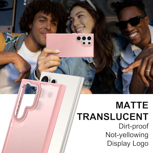 Image of DIZORO Polycarbonate Matte Case for Samsung S25 Ultra 5G Translucent Frosted Hard Back Phone Case Anti-Fingerprint Anti-Slip Shockproof Protective Case Cover for Samsung Galaxy S25 Ultra 5G Pink