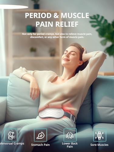 Image of Slimpal Heating Pad for Period Cramps, Portable Heating Pad for Menstrual Relief, Electric Cordless Heating Belt for Back, Belly, Waist, Stomach, Wearable Heat Belt Gifts for Her Women Girl, White