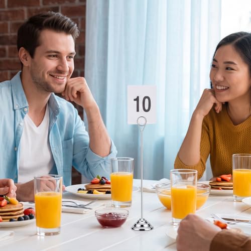 Image of 12 Pcs Table Number Holders Silver 12 Inch Metal Place Card Holders Table Number Stands Tabletop Sign Stands for Photos, Menu, Memo, Notes, Wedding, Restaurant, Banquet, Birthday