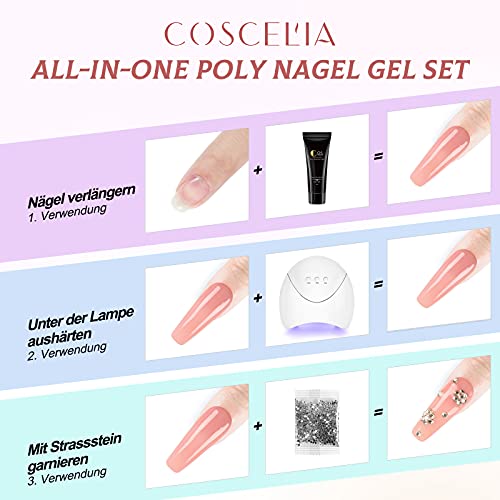 Coscelia Schnell Aufbau Gel Set 4 Farben Nagelverlängerung uv Nagelset 36W UV +LED Nagellampe Quick Extension Building… – Bild 7