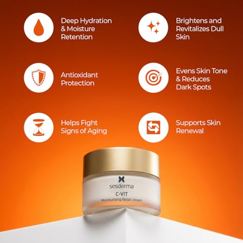 Sesderma C-Vit Nawilżający Krem - Połysk i Przeciwutleniacz - Świecąca i Młoda Skóra - 50 ml