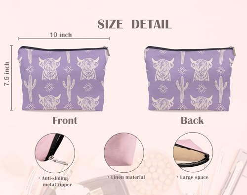 Image of Western Makeup Bag,Western Gifts For Women,Cow Makeup Bag,Cowgirl Stuff,Western Stuff For Women,Western Gifts,Cowgirl Gifts(COW D)