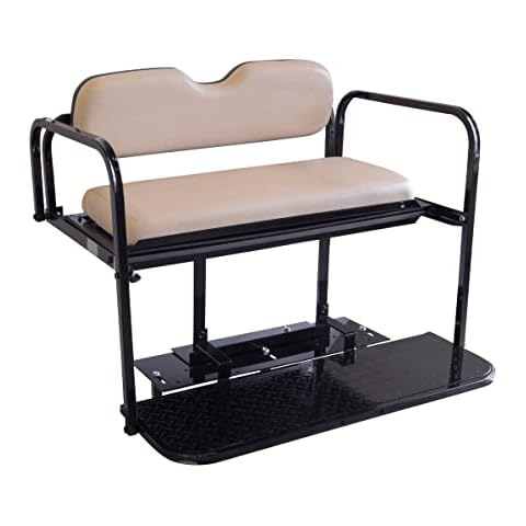 Buggies Unlimited Club Car Precedent Golf Cart Rear Flip Seat Kit with Steel Frame | Compatible with 2004-Up Models (Buff) Cover