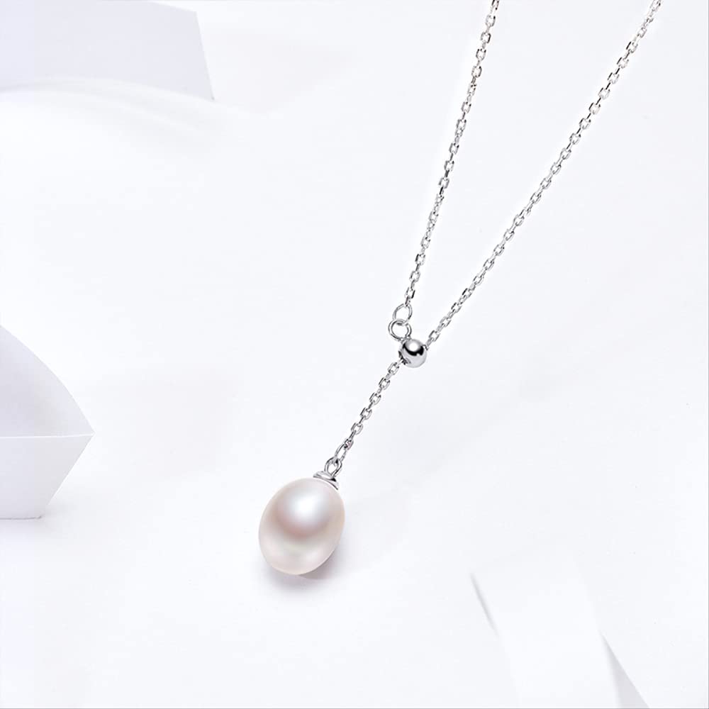 Collana con Pendenti di Perle d'Acqua Dolce Naturali a Goccia di Perle, Collana Girocollo, Catena Regolabile, 8-9 mm, Made in China