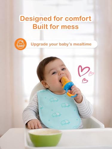 Image of Kidbea Organic Cotton Baby Bib, Adjustable Snap Closure Soft Absorbent Feeding Bibs Apron for Newborns & Infants Child With Cute Prints | Reusable Baby Essential