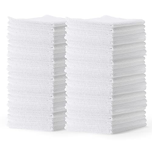 CARTMAN Microfiber Cleaning Cloths, 14 x 14 Inch, 60 Pack, Non-Abrasive, Reusable and Washable, All Purpose Cleaning Towels for Household, Car Washing, Drying & Auto Detailing, White