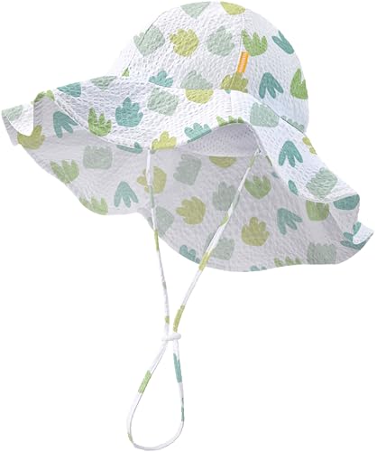 Image of HONGTEYA Baby Sun Hat Toddler Girl Beach Hat Sun Protection Adjustable Outdoor Summer Wide Brim Bucket Hat for Infant Kids