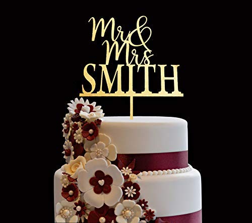 Personalized Wedding Cake Topper, Wooden Cake Toppers, Mr Mrs Customized Wedding Cake Topper Last Name Cake Topper