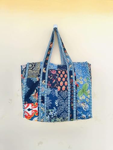 Image of Women's 100% Cotton Lightweight Shoulder Tote Bag with Interior Poeckt Casual Handbag for Women
