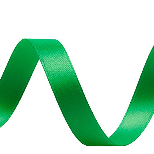 Image of Solid Color Double Faced Green Satin Ribbon 1 /2 inch X 25 Yards, Ribbons Perfect for Crafts, Wedding Decor, Bow Making, Sewing, Gift Package Wrapping and More