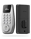 DESLOC C100 - Cerradura de puerta de entrada sin llave con teclado, cerradura inteligente para puerta delantera con 2 llaves, bloqueo automático, fácil instalación, 100 códigos PIN, IP54 impermeable