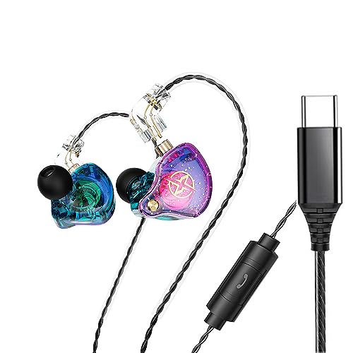 KAMINRUN FEDAI DX2 Auriculares in-ear Headphones,USB C Headphones,Type C Earbuds,Noise Isolating in Ear Headphones for Running/Gym/Workouts, USB Type C Headset with Microphone and 3-Botton Remote(Type