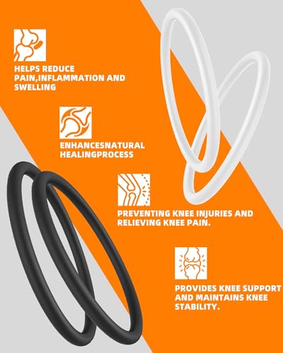 Image of 2PC Patellar Tendon Support Strap,Patella Band for Knee Pain Relief | Basketball, Running, Jumpers Knee, Tennis, Tendonitis, Soccer and Hiking, Women and Men, Silicone,Includes Storage Bag(White)