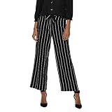ONLY Damen Onlwinner Palazzo Pant Noos WVN Hose, Mehrfarbig (Black Stripes:Cloud Dancer), W(Herstellergröße:36.0)