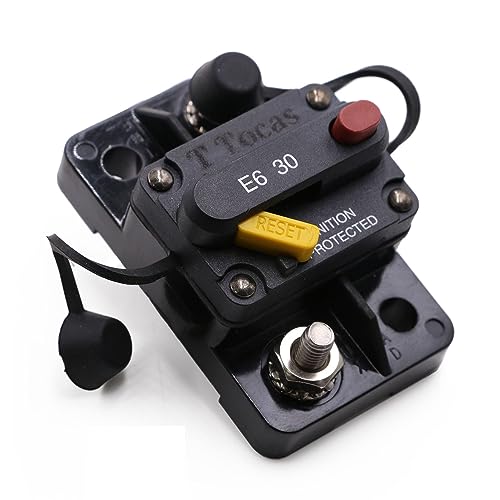Circuit Breaker 30 A E69 for Marine Truck Boat RV Automotive Mid Range Car Audio Mini T3 Manual Reset Switchable IP66 30 Amp