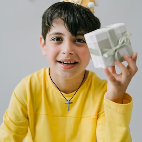 10-18 Years Old Birthday Gifts for Men, Black Cross Necklace Birthday Decorations Religious Christian Jewelry for Men, Son, Grandson, Nephew3