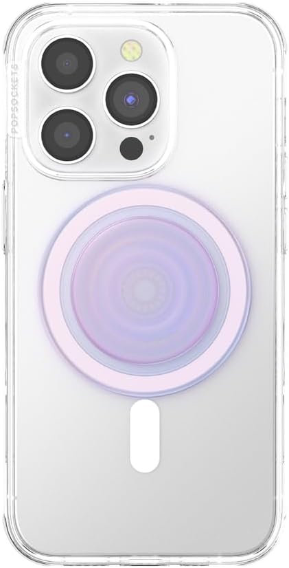 PopSockets Phone Grip for MagSafe, Magnetic Holder, Phone Stand, Cute Pink - Opalescent Clear