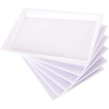 Supernal 12 Pack White Plastic Serving Trays and Platters for Wedding | Heavy Duty White Food Trays for Party Baby Shower Serving Desserts Catering BBQ Halloween Thanksgiving Christmas