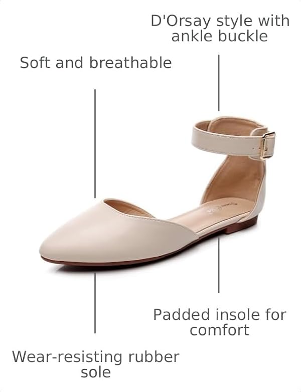 VenusCelia Women's D'Orsay Strap Flat Shoe (8 M US,Beige-PU) by VenusCelia - Used condition - Image 3