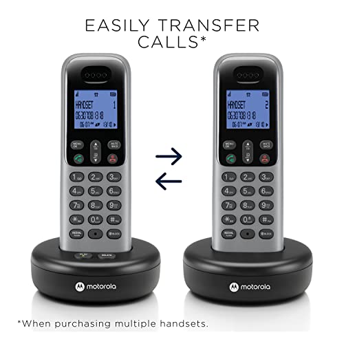 Motorola Voice Cordless Phone System w/Digital Handset + Answering Machine, Remote Access, Call Block - Dark Grey (T611) - Thumbnail 2