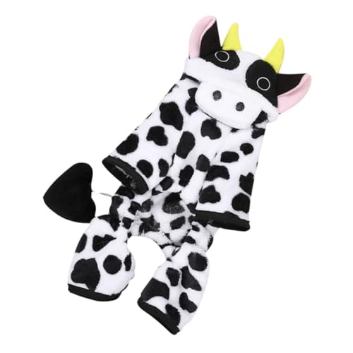 Abaodam 秋冬用珊瑚ス製小型犬服 かわいい牛柄ペット衣装 防寒暖かい室内外対応 犬用着ぐるみ コスプレ コート 簡単着脱で快適お散歩用