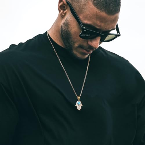 AsAlways 18K Gold Plated Hand of Fatima Pendant Inlay CZ Vintage Hip Hop Rock Punk Totem Amulet Charm Evil Eye Fatima Hamsa Hand Necklace3